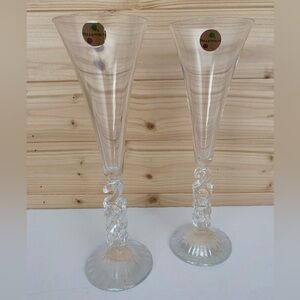 Cristal D’Arques 2000 Millennium Y2K Champagne Flutes Set of 2 Crystal Glasses
